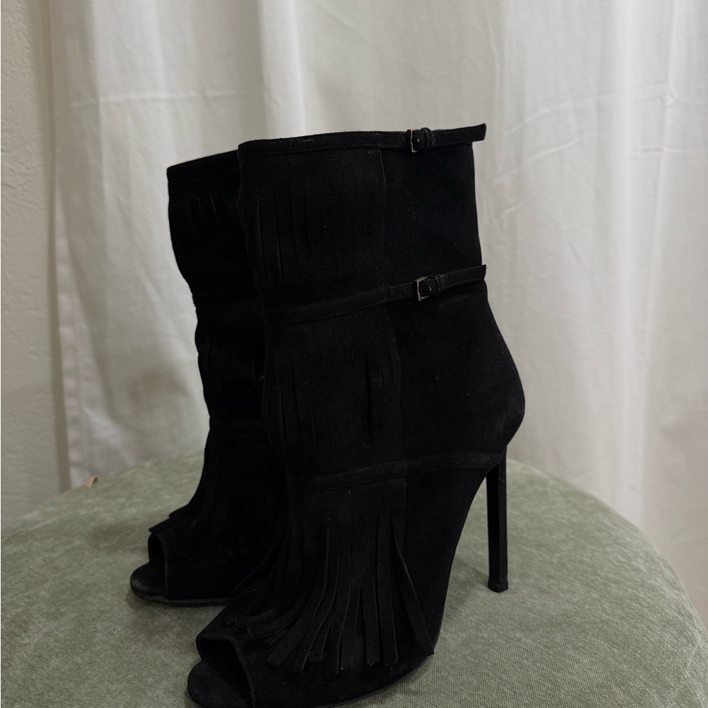 Gucci Black Fringe Ankle Booties